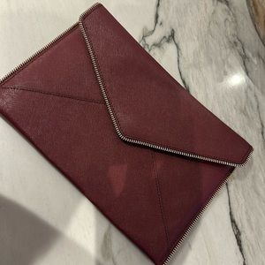Rebecca Minkoff zipper trimmed clutch burgundy